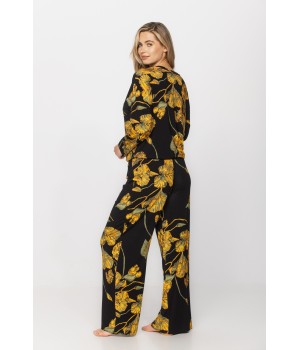Espalda del conjunto pijama corto amplio en micromodal negro
